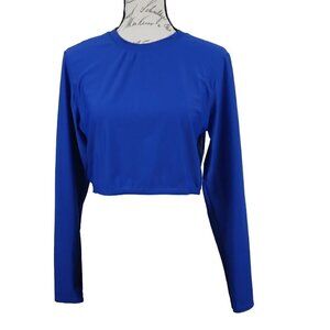 Decree | Crop Top Blue Long Sleeve Stretch | Size XXL